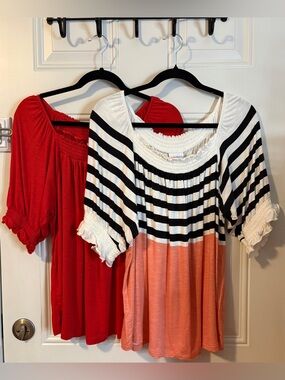 LuLaRoe Square Neck Peasant Top Bundle (2)